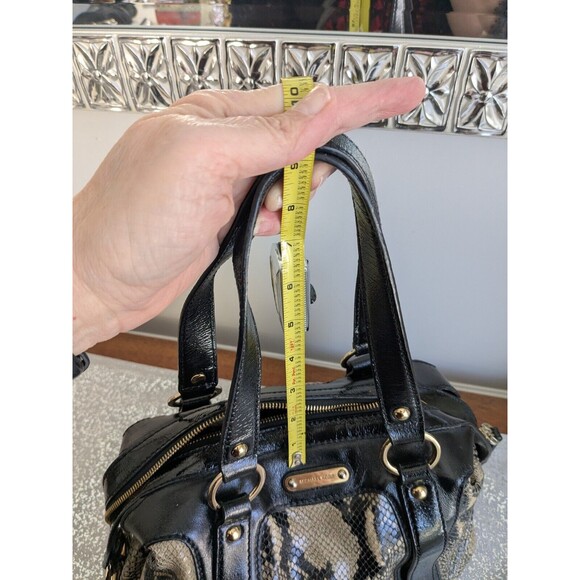 Michael Kors Honey Black Patent Leather Snake Python Embossed Tote Shoulder Bag - Picture 16 of 16